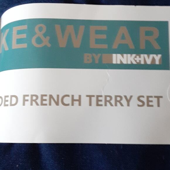 NWT Ink + Ivy Hooded French Terry Lounge Set Navy M - Picture 2 of 4